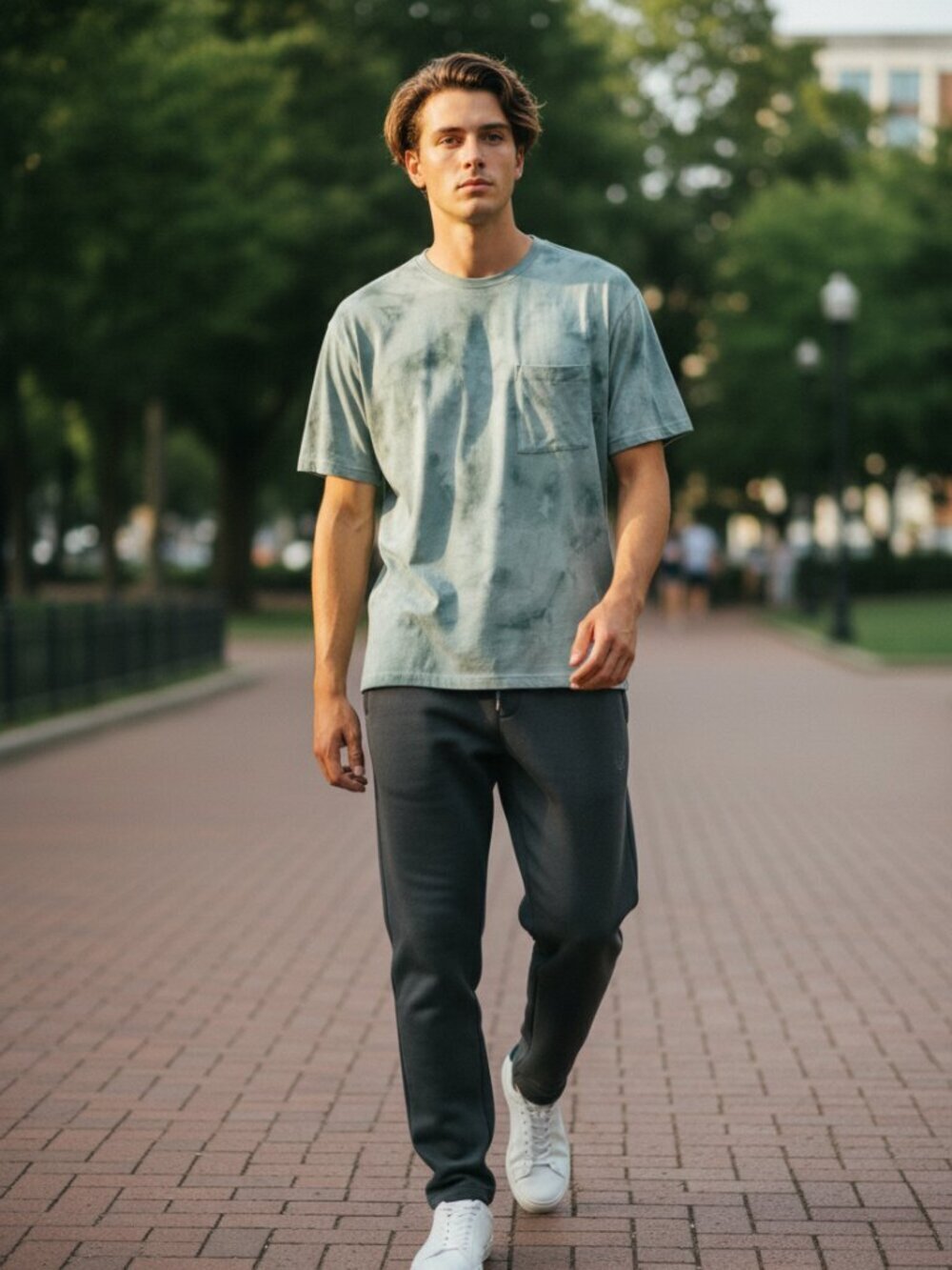 LULULEMON TDWM Blue Spray Dye Relaxed Mesh Pocketed SS Top Shirt Men's - Picture 1 of 6
